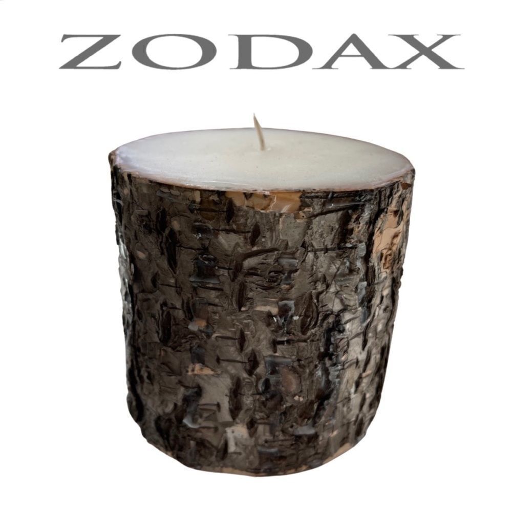 Zodax Dark Birchwood Fragrance Free Pillar Candle • NWT